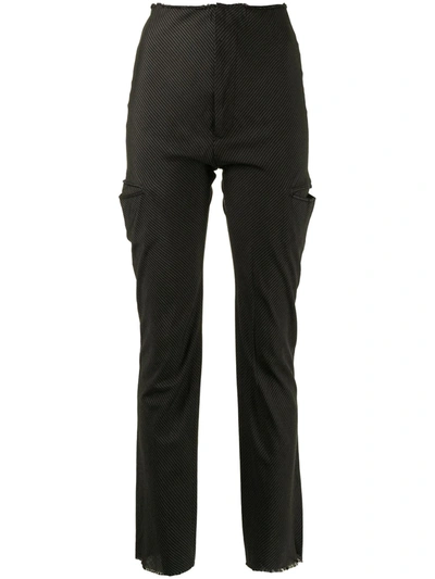 Pre-owned Yohji Yamamoto Diagonal Pinstripe Skinny Trousers In Grey