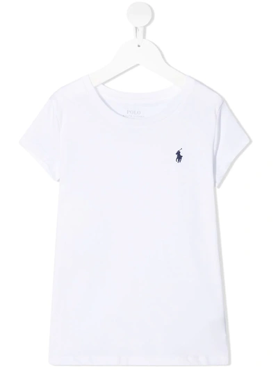 Shop Ralph Lauren Logo-embroidered Cotton T-shirt In White