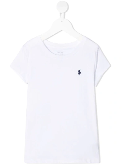 Shop Ralph Lauren Logo-embroidered Cotton T-shirt In White
