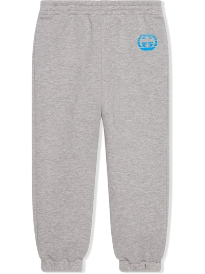 Shop Gucci Logo Print Track Pants In Grey