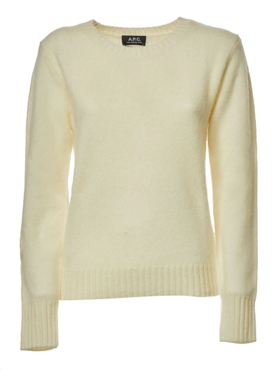 Shop Apc Wool Sweater In Ecru Color In White