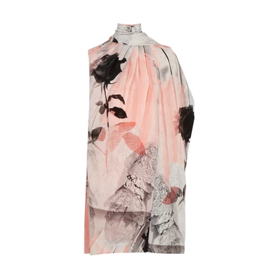 Shop Alexander Mcqueen Printed Silk Crepe De Chine Mini Dress In Ivory