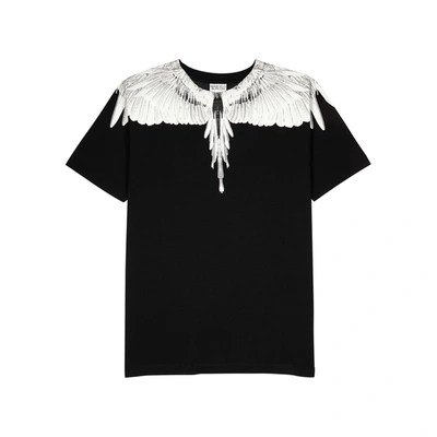 Shop Marcelo Burlon County Of Milan Wings Black Printed Cotton T-shirt