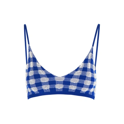 Shop Jacquemus Le Bandeau Valensole Knitted Bra Top In Blue