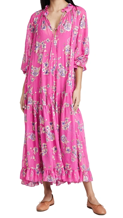 Free People Feeling Groovy Floral-print Chiffon Maxi Dress In Hot Pink ...