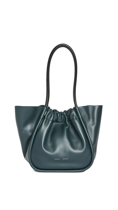 Shop Proenza Schouler Large Ruched Tote In Petrol Green