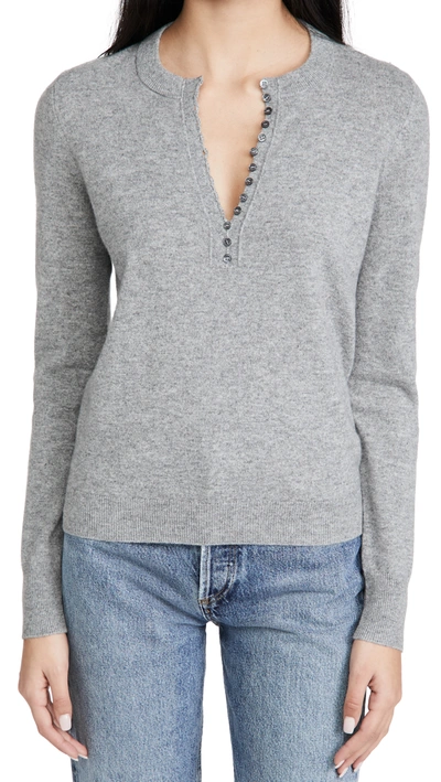 Shop Theory Button Placket Henley Cashmere Sweater In Husky