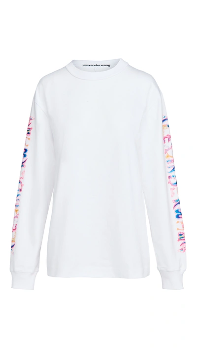 Shop Alexander Wang Long Sleeve Tee With Logo Graphic In White