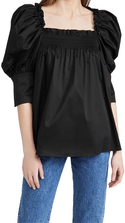 Shop Adeam Tulip Top In Black