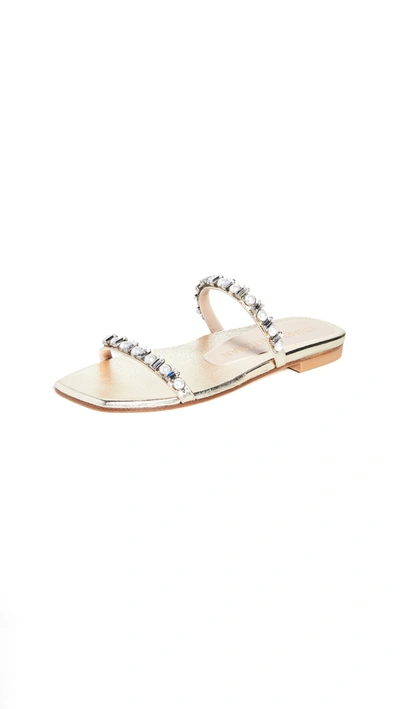 Shop Stuart Weitzman Aleena Shine Flat Sandals In Platino