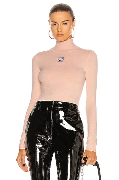 Shop Alexander Wang T Logo Patch Turtleneck Sweater In Light Peach