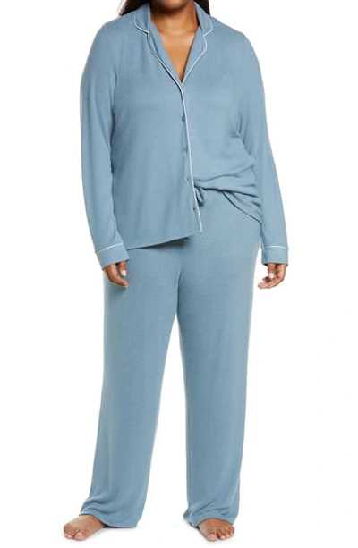 Shop Nordstrom Brushed Hacci Pajamas In Blue Citadel