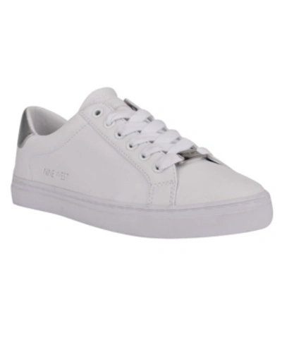 Shop Nine West Women's Best Casual Lace-up Sneakers Women's Shoes In White, Silver