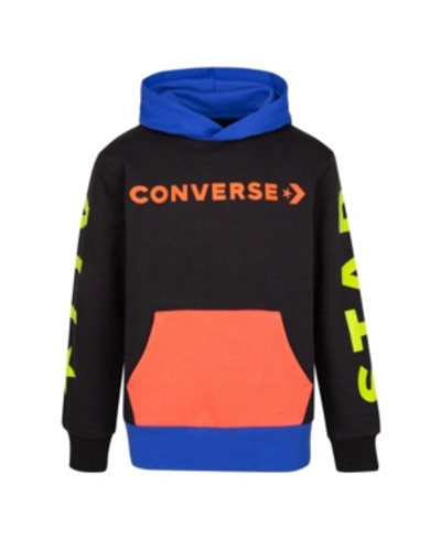 Shop Converse Big Boys Fleece Pullover Hoodie In Black