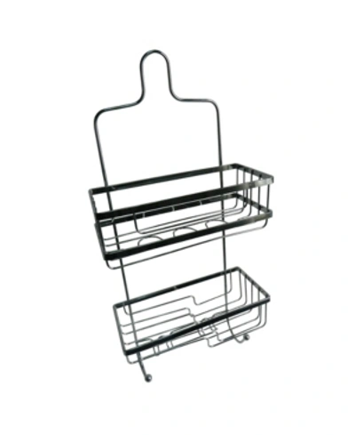 Shop Elegant Home Fashions 2-level Squared Shower Caddy Bedding In Silver