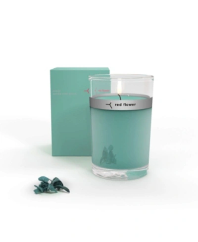 Red Flower Ocean Petal Topped Candle, 6 oz In Turquoise