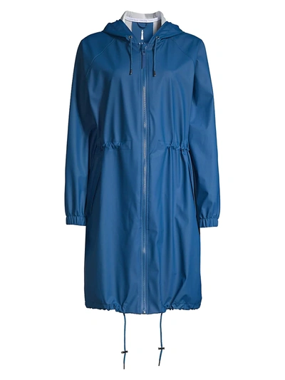 Shop Rains Women's Hooded Rain Coat In Klein Blue