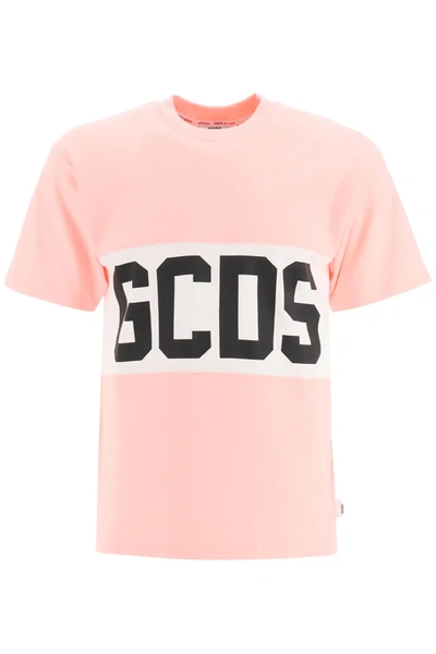 Shop Gcds T-shirt With Logo Band In Pink,white,black