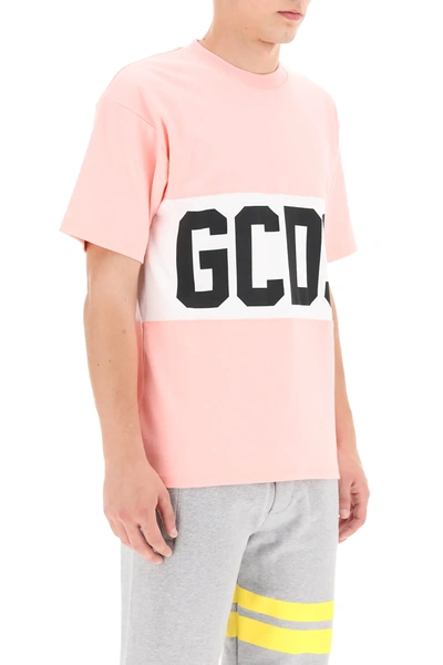 Shop Gcds T-shirt With Logo Band In Pink,white,black
