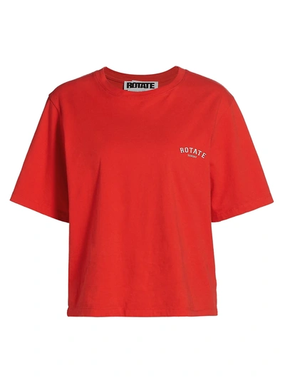 Shop Rotate Birger Christensen Women's Aster Boxy T-shirt In Flame Scarlet