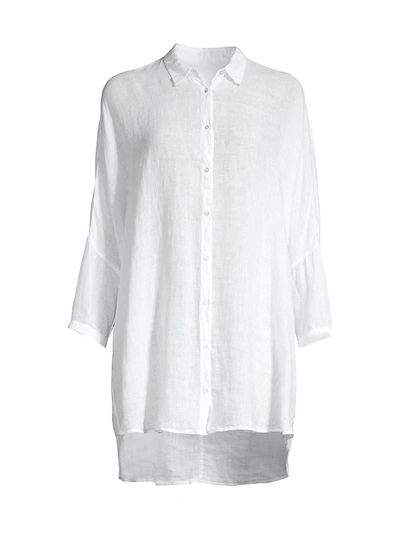 Shop 120% Lino Women's Relaxed-fit Dolman-sleeve Linen Shirt In White