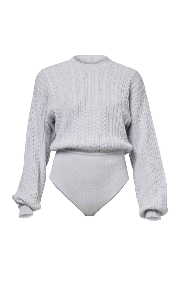 Naya Rea Gemma Cable Knitted Wool-cashmere Bodysuit In Blue | ModeSens
