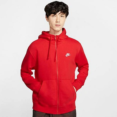 Shop Nike Sportswear Club Fleece Full-zip Hoodie In University Red/university Red/white