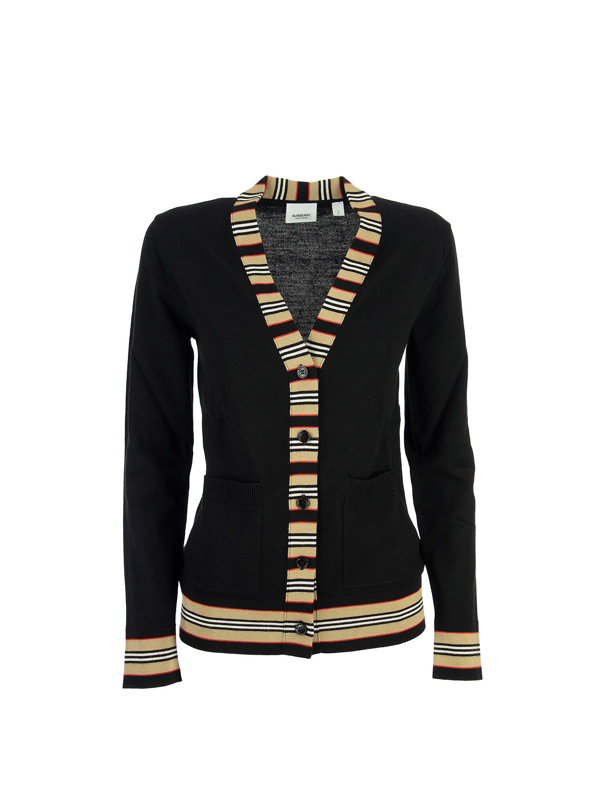 burberry icon stripe merino wool cardigan