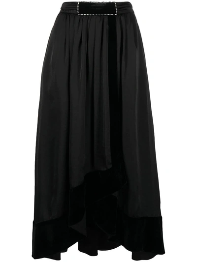 Shop Philosophy Di Lorenzo Serafini Contrast-panelled Velvet Skirt In Black