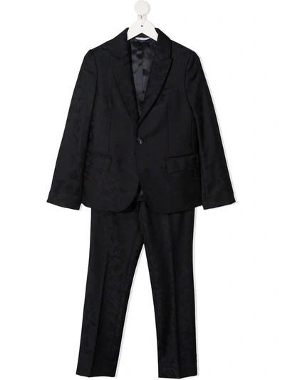 Shop Dolce & Gabbana Single-breasted Jacquard Two-piece Suit In Blue