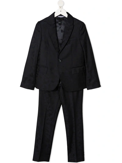 Dolce & Gabbana Single-breasted Suit In Small Polka Dot Print Jacquard In Blue