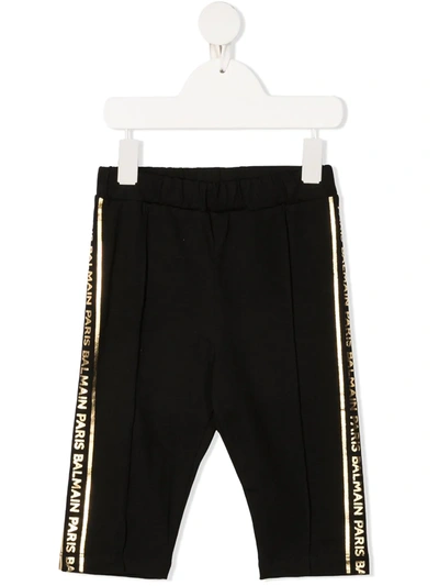 Shop Balmain Side-stripe Shorts In Black