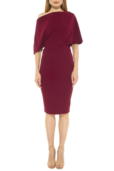Shop Alexia Admor Olivia Draped One-shoulder Dress In Red Maple