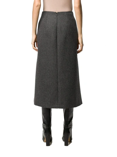 Shop Prada Women's Grey Wool Skirt