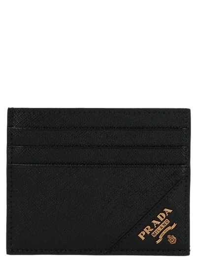 Shop Prada Men's Black Leather Card Holder