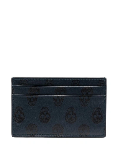 Shop Alexander Mcqueen Men's Blue Leather Card Holder