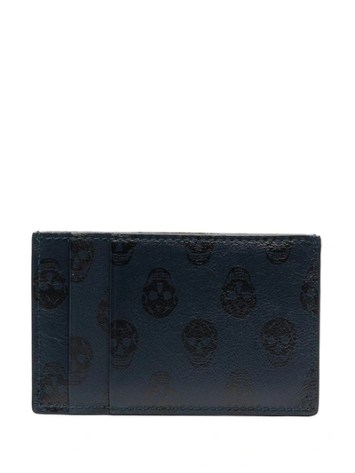 Shop Alexander Mcqueen Men's Blue Leather Card Holder