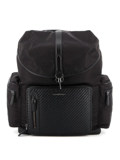 Shop Ermenegildo Zegna Men's Black Polyamide Backpack