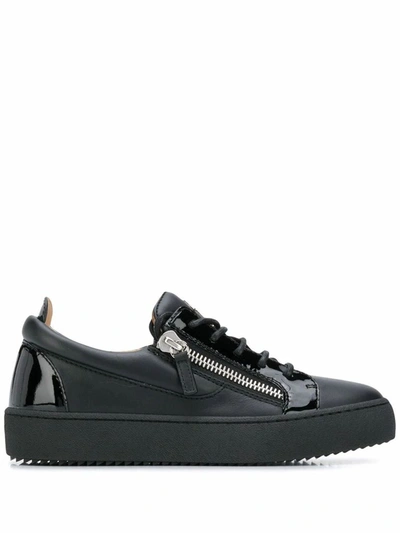 Shop Giuseppe Zanotti Design Women's Black Leather Sneakers