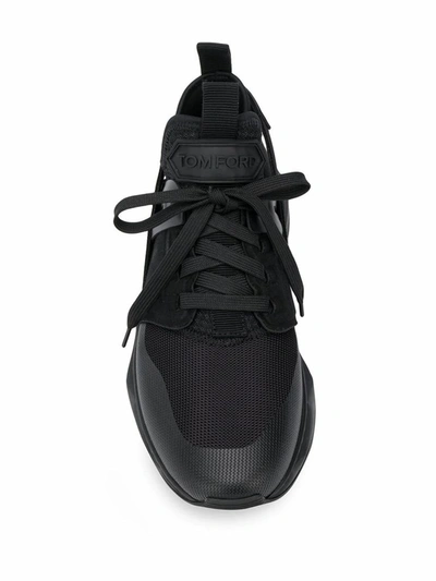 Shop Tom Ford Men's Black Leather Sneakers