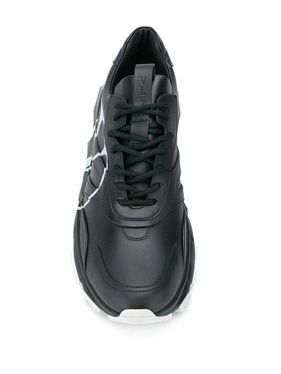Shop Valentino Men's Black Leather Sneakers