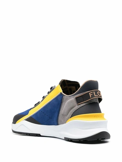 Shop Fendi Men's Blue Leather Sneakers