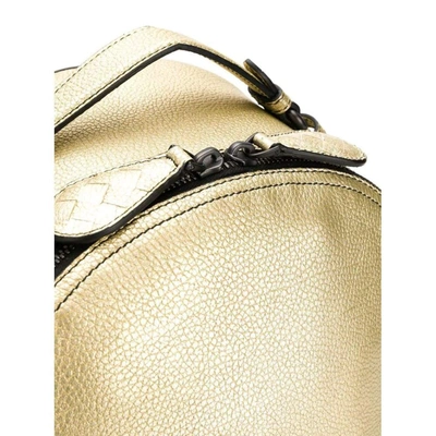 Shop Bottega Veneta Women's Gold Leather Backpack