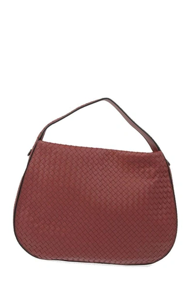 Shop Bottega Veneta Women's Burgundy Leather Shoulder Bag