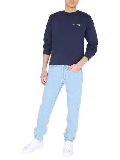 Shop Apc A.p.c. Men's Blue Cotton Sweatshirt