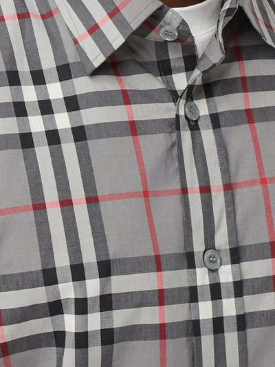 Shop Burberry Men's Grey Cotton Shirt