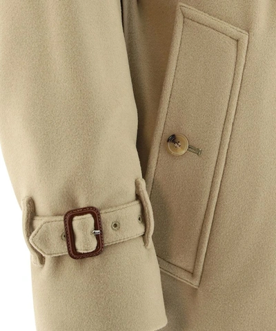 Shop Burberry Men's Beige Wool Trench Coat