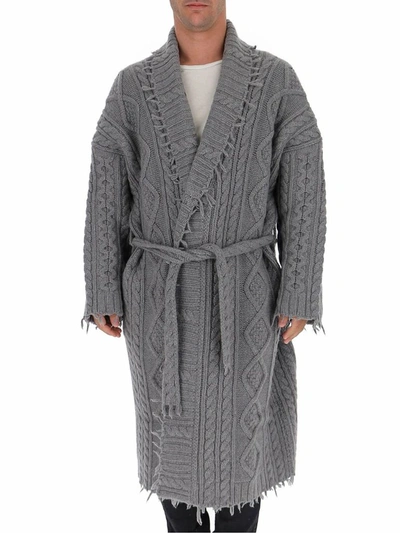 Shop Alanui Men's Grey Wool Cardigan