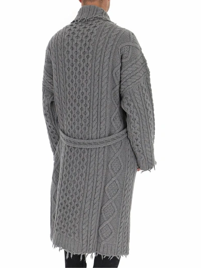 Shop Alanui Men's Grey Wool Cardigan