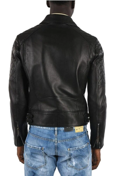 Shop Dsquared2 Men's Black Leather Outerwear Jacket